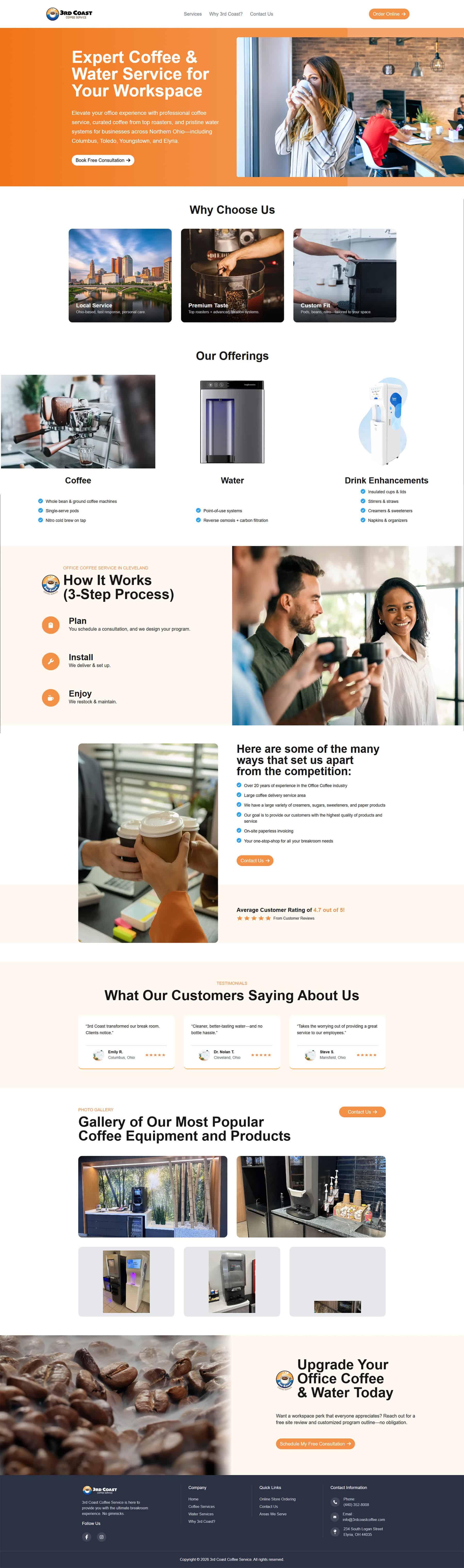 3rd Coast Coffee website home page design