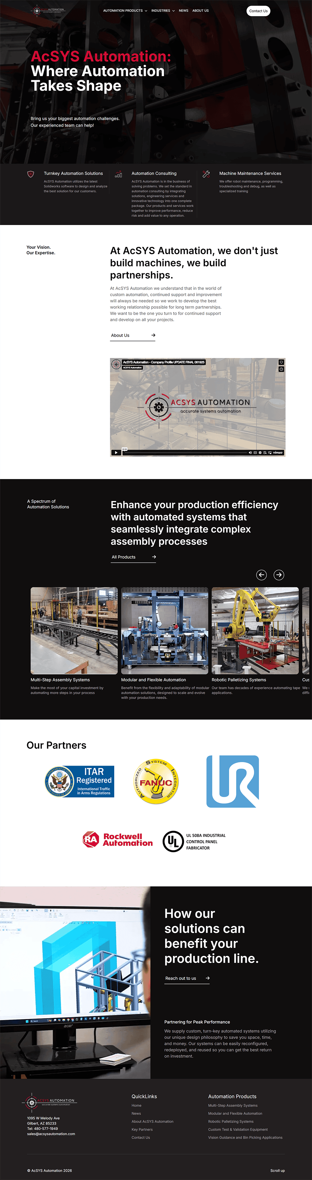 AcSYS Automation website home page design