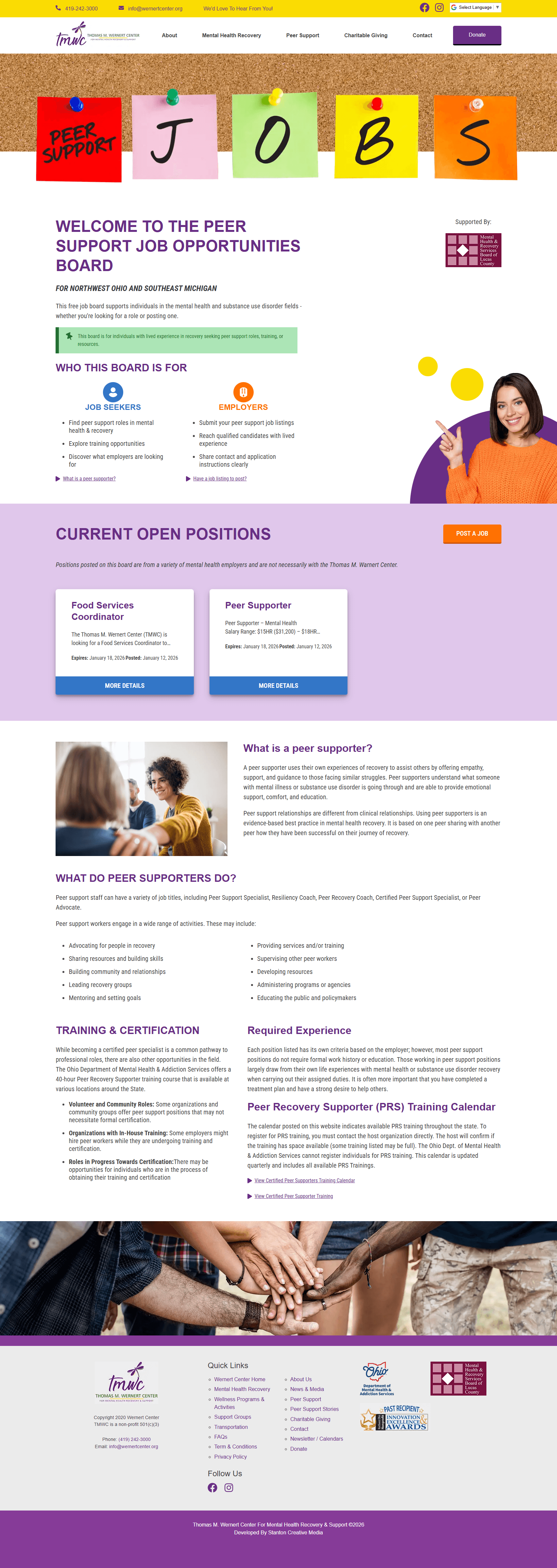 Thomas Wernert Center website home page design